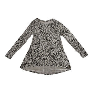 Women's Cuddl Duds Soft Knit Long Sleeve Tunic Top Gray Animal Print M